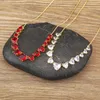 Pendant Necklaces Nidin Arrival Romantic Heart Shape Necklace Copper Zircon White/Blace/Red Colors Jewelry Accessories