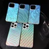 Cell Phone Cases Aurora Gradient Color Case Suitable for iPhone 15 14 Pro Max 13 12 11 Ripple Laser Feather Shockproof Acrylic Cover Suitable for iPhone 15 P J240426