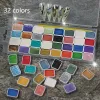 Glitter 32PCS Solid Nail Pigment Aurora Perly Nail Art Art Fablor Metalowa paleta z pędzlem Rysuj Glitter Powder Paznt Gwóźdź Zestaw artystyczny