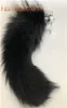 Black Genuine Real Fox Fur Tail Plug Metal Stainless Butt Toy Plug Insert Anal Sexy Stopper1976113