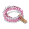 Beaded Fashionable Pink Rose Quartz Bead Bracelet Natural Stone Cat Eye Crystal Rhodochrosite Elastic Womens Yoga Party Jewelry