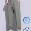 Pantalones para hombres nuevos pantalones de seda de hielo marca de moda para hombres corbata de pierna suelta deportes rápidos 2023 verano delgable corte transpirable pantalones casualesl2404