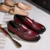 Stivali classici maschi maschi a doppia fibbia monk cinghia da stampa serpente scarpe per uomini vere in pelle a wingtip office feste di nozze scarpe formali