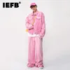 IEFB Trendy coreano maschio rosa set di colori rosa set di colori a colori solido cappotto gamba larga jeans dritti maschi casual due pezzi 9a8557 240415