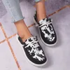 Casual Shoes 2024 Cow Print Canvas Spring Low-Top Women's Round Toe Vulcanized Fashion Outdoor Flat