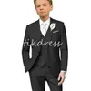 Casual Elegant Gray Boy's Suits for Wedding Boy 3 Pieces Single Breasted Blazer Vest Pants Kids Tuxedo 3 To 16 Years Full Set Pant Jacket Vest Child Dinner Party Outfits