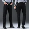 Jeans masculin New Mens Elastic régulière en ajustement Jeans Fashion Coton Cotton Business noir Denim Pantal
