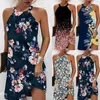 Womens Summer Loose Round Neck Pullover Sleeveless Printed Dress Clothing