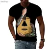 Camisetas masculinas Guitarra clásica Guitarra Celú Music Entusante 3d Harajuku Print Summer Artistic Caplade Clewneck Camiseta de moda de manga corta Topsxw