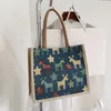 Fashion shopper tote bag horizontal printed canvas handbag woman luxury handbag canvas linen Beach big Travel shopping bag03