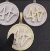 Złoto plisowane męskie hiphop biżuteria biżuteria Prezent Blingbling CZ lodowany numer 44 Diamentowy okrągły naszyjnik dla mężczyzn Wome9834268