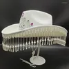 Berets Rhinestones Bride Hat Western Cowboy Cap Halloween Costume Y1ua