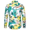 2019 Spring and Autumn Men's Large Long Sleeved Shirt Hawaii Short Sleeved Shirt Casual Flower Shirt Men's Wear