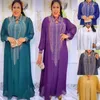 Etniska kläder Abayas för kvinnor Dubai Luxury 2024 Chiffon Boubou Muslim modeklänning Kaftan Marocain Wedding Party Eccesions Djellaba