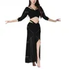 Abbigliamento da palcoscenico 2 pezzi Donne Dance Dance Pratica set femminile Top ed elegante Spazio Spazio di addestramento Sidingo Ladies Bellydance Performance Costume