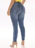 Jeans féminins 2024 printemps et été déchirant les pieds skinnys serrés pantalon crayon pantalon élastique pantalon de denim joggers de style femmes