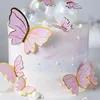 Party Supplies 10st Butterfly Cake Topper Purple Pink Fjärilar Dekorativ baby shower bröllop Happy Birthday Decoration