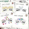 Tatueringsöverföring 3D Sexig ansikte Tatueringsklistermärken för barnfest Masquerade Party Akryl Glitter Rhinestone Temporary Tattoo Female Face Jewelry DIY 240427