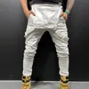 Męskie dżinsy stylowe mężczyzn streetwear kombinezon stały kolor Slim Fit BIB Jumpsuits Style ładunkowe swobodny pasek dżinsowy pasek