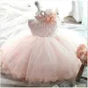 Mädchenkleider 12m Baby Mädchen 1. Geburtstag Taufkleid 2024 Sommer Mode Lace Party Tüll Blume Prinzessin Hochzeitskleid Baby Mädchen Kleid