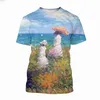 T-shirt maschile Vincent van Gogh Oil Painting Replica 3D harajuku Stampato da uomo e donna artistico a maniche corte a maniche corte t-shirtxw