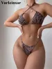 Установите новое с юбкой Snake Skin Print Dalter Bikini Women Swimwear Женский купальник с тремя бикини набор купания купания v4113