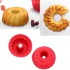 Moldes de 9 polegadas de bolo de silicone sem pau Bundt Pan Fancy Spiral Jelly Breadage Bakeware Bakeware para festa de aniversário 10103