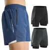 Men's Shorts Running Shorts Men 2 In 1 Quick Dry Marathon Sport Short Pants Double Layer Male Basketball Training Jogging Shorts d240426