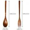 Forks Noodles Wooden Fork And Spoon Spoons Delicate Appetizer Eating Table Ergonomic Salad Dessert Mixing Tableware