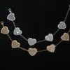Bracelets de charme de coeur bling cz pour les femmes du bracelet de chaîne de liaison en zircone cubique avec des bijoux de mode de la chaîne d'extension