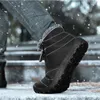 Botlar Kış Erkek Kar Fermuarı Erkekler Su Geçirmez Slip Olmayan Ayakkabılar Kürk UNISEX AYAKTA 2024 Botalar