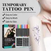Tattoo Transfer Temporary Tattoo Pen with Tattoo Stencils Tattoo Set Skin Friendly 10-Count Pack of Assorted Colors Easy To Clean for Women Men 240427