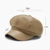 Berets Women Beret Hat Stylish Faux Leather For Retro Sun Protection With Short Brim Breathable Painter Cap Spring