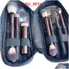 Makeup Brushes Hourglas Set 10st Cosmetic Brush for Face Powder B Eye Shadow Creas Concealer Brow Liner Smaudger Dark-Bronze Metal H DHWTJ