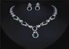 Shinning Zircon Silver Green Bridal Jewelry 2 조각 세트 목걸이 귀걸이 신부 보석 신부 액세서리 웨딩 쥬얼리 T2214563037