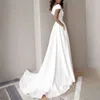 Gown V-neck Side Slit Elegant Dress Lady Formal Dress High Waist for Evening Womens Dresses White Long Skirt 240425