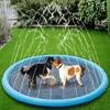 100150200cm Summer Pet Inflatable Swimming Pool Foldable Spray Mat Dogs Kids Outdoor Interactive Fountain Toys 240424