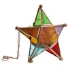 Titulares de vela Multicolor Glass Star Tea Votiva Light Holder Hanging Lantern Wedding Birthday Party Home Garden Dez