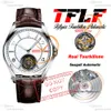 FiftySix 6000e Real Tourbillon Automatic Mens Watch tflf Steel Case White Dial Brown Leather Strap Super Edition Reloj Hombre Montre Homme Puretimewatch