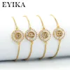 Bracelets de charme Eyika Classic A-Z Bracelet de cuivre initial pave Cubic Zirconia Nom de chaîne réglable Brangle