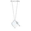 Tiffanyjewelry Sterling ketting hanger vrouwelijke sieraden voortreffelijke officiële klassieker en co -ketting blauwe hartkwaliteit ontwerper Tiffanybead ketting 514