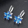 Boucles d'oreilles Stud Corée Romantique Romantique pour femmes Sliver Clear Stone Flower Forme Copper Cumbic Zirconia Oreing Brink Party Bijoux