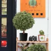 Fiori decorativi 24,5't '' set di alberi artificiali a sfere in bosso di 2 cespugli piante in vaso per portico esterno o arredamento per la casa interno UV