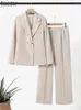 Zanzea Fashion ol Work Pants Sets Women Office Office Elegancka Bluzka z długim rękawem szerokie spodnie Nogą Suits 2PCS Urban Tracksuits 240412