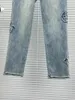 Frauen Jeans Frauen Pantalones gerade Frühlingssommerhosen 2024 hohe Taille schlanker fit gestickter Denim Cropped Hosen Streetwear