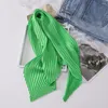 Scarves Korean Fashion Silk Square Scarf Pleated Small Hair Scarfs Printed Long Ribbon Neutral Headband Foulard Neckerchief