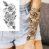 Tattoo Transfer Realistic Lion Rose Flower Temporary Tattoos For Women Adult Girl Compass Skull Fake Tattoo Arm Thigh Body Art Waterproof Tatoos 240426