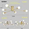 Chandeliers Chandelier Lighting Retro Spider Light Semi Flush Mount Ceiling Lamp Moder Vintage Metal Black/Gold 6 Sockets Lights