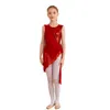 Детские девочки лирическое танцевальное платье современная современная балетная костюм блестящие блестки без рукавов нерегулярная шифоновая танцевальная одежда 240412