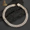 18 mm aangepaste VVS Moissanite Cubaanse ketting ketting Dubbele rij 925 Silver Hip Hop Pendant Set Cuban Link Chain